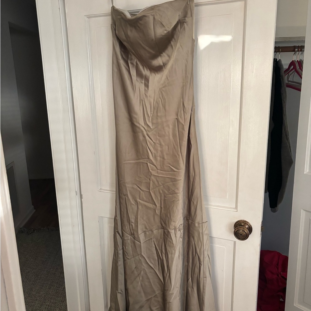 Revelry Strapless Green Bridesmaid Dress